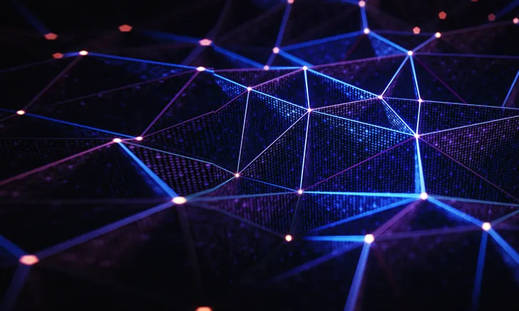 Abstract glowing network with geometric lines