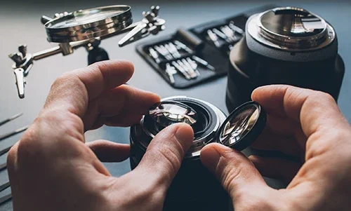 Watch repair tools and hands in action