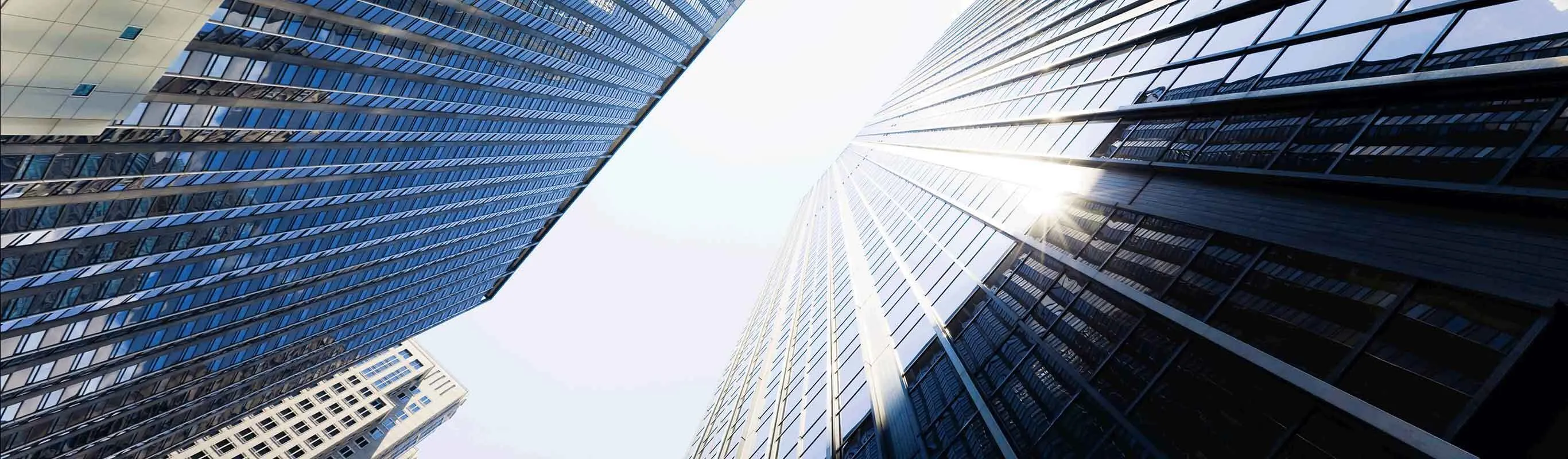 Modern skyscrapers with reflective glass facades