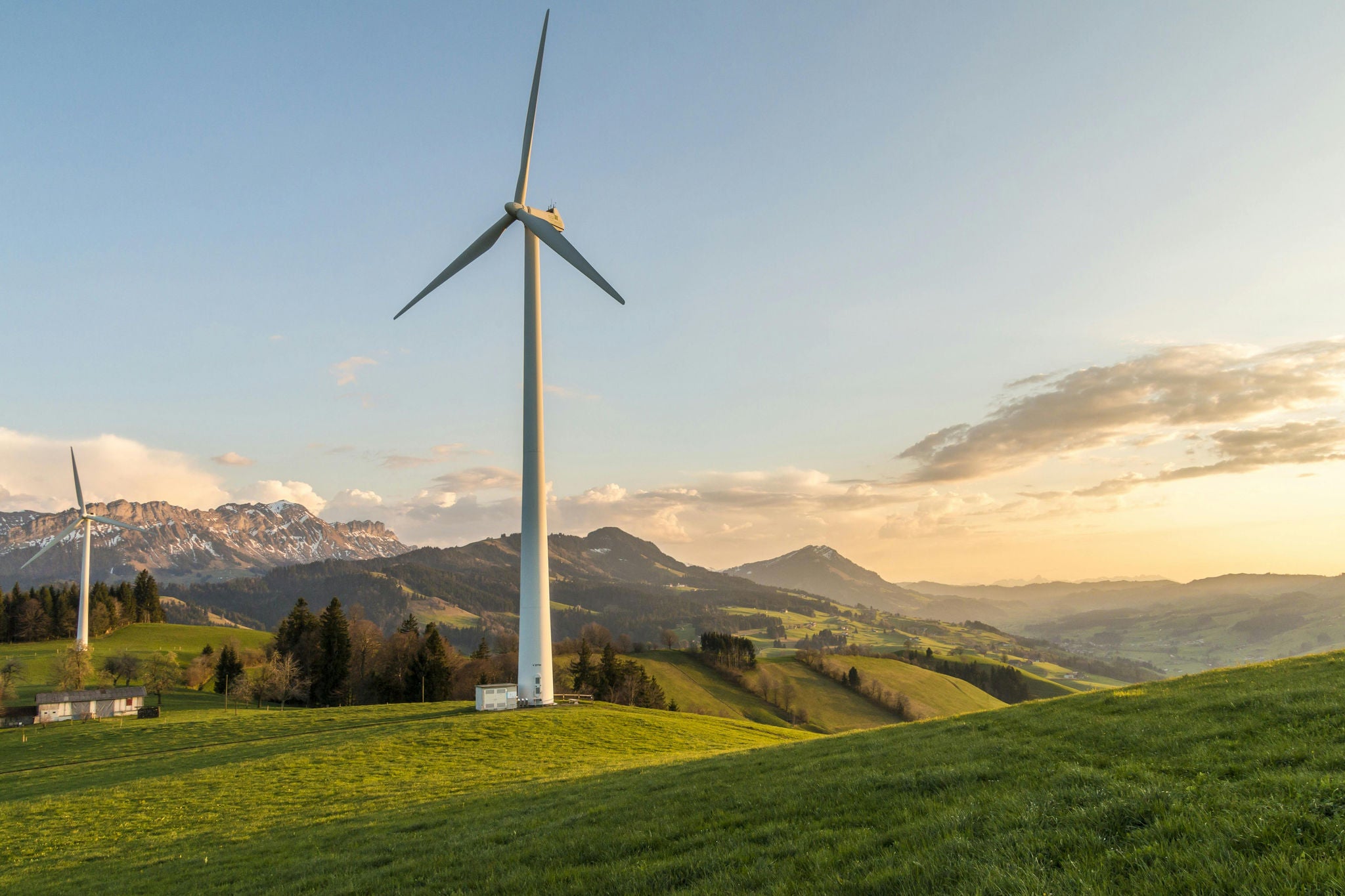 Wind turbines on a scenic hillside