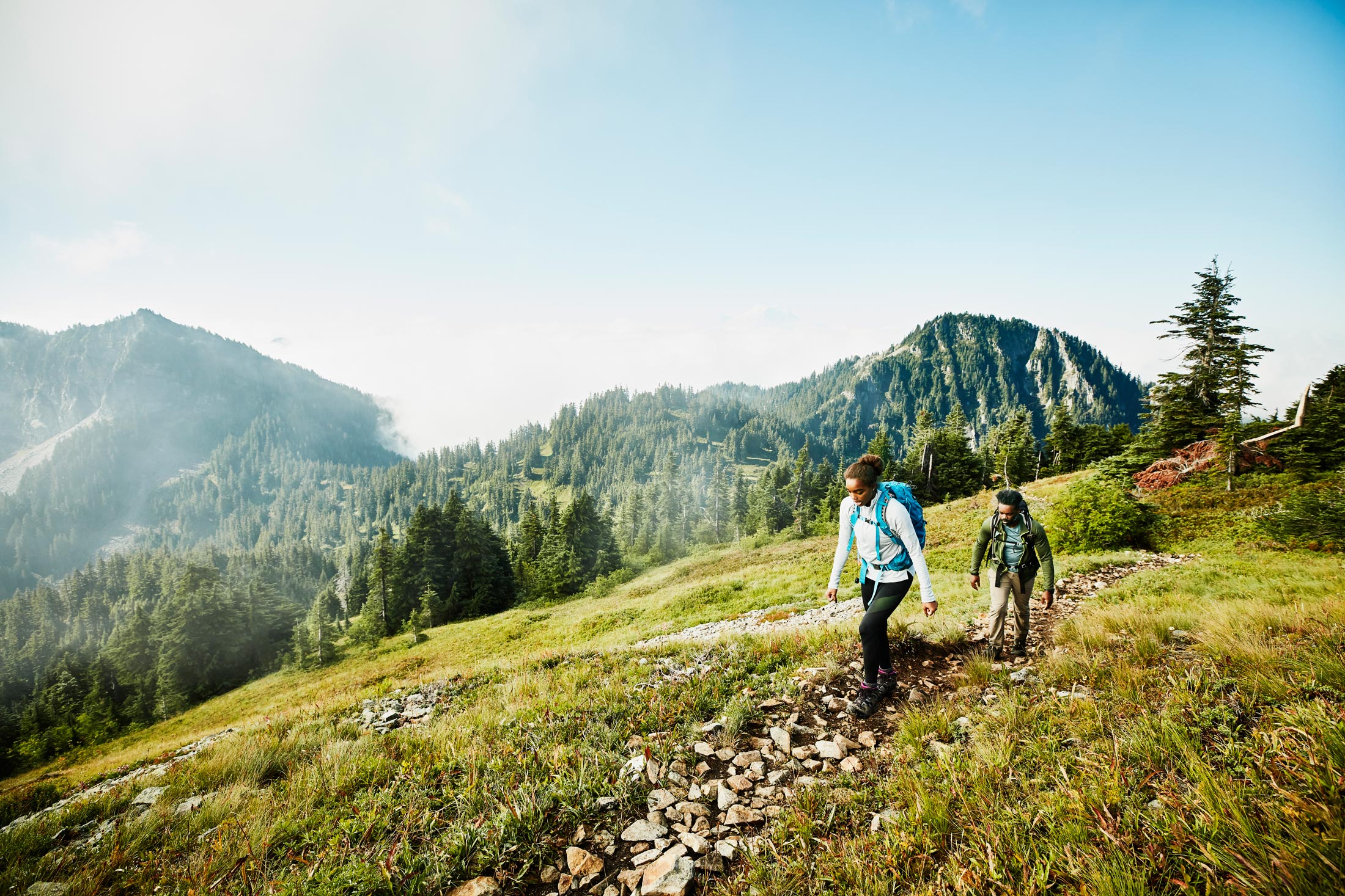 People hiking on a mountain
