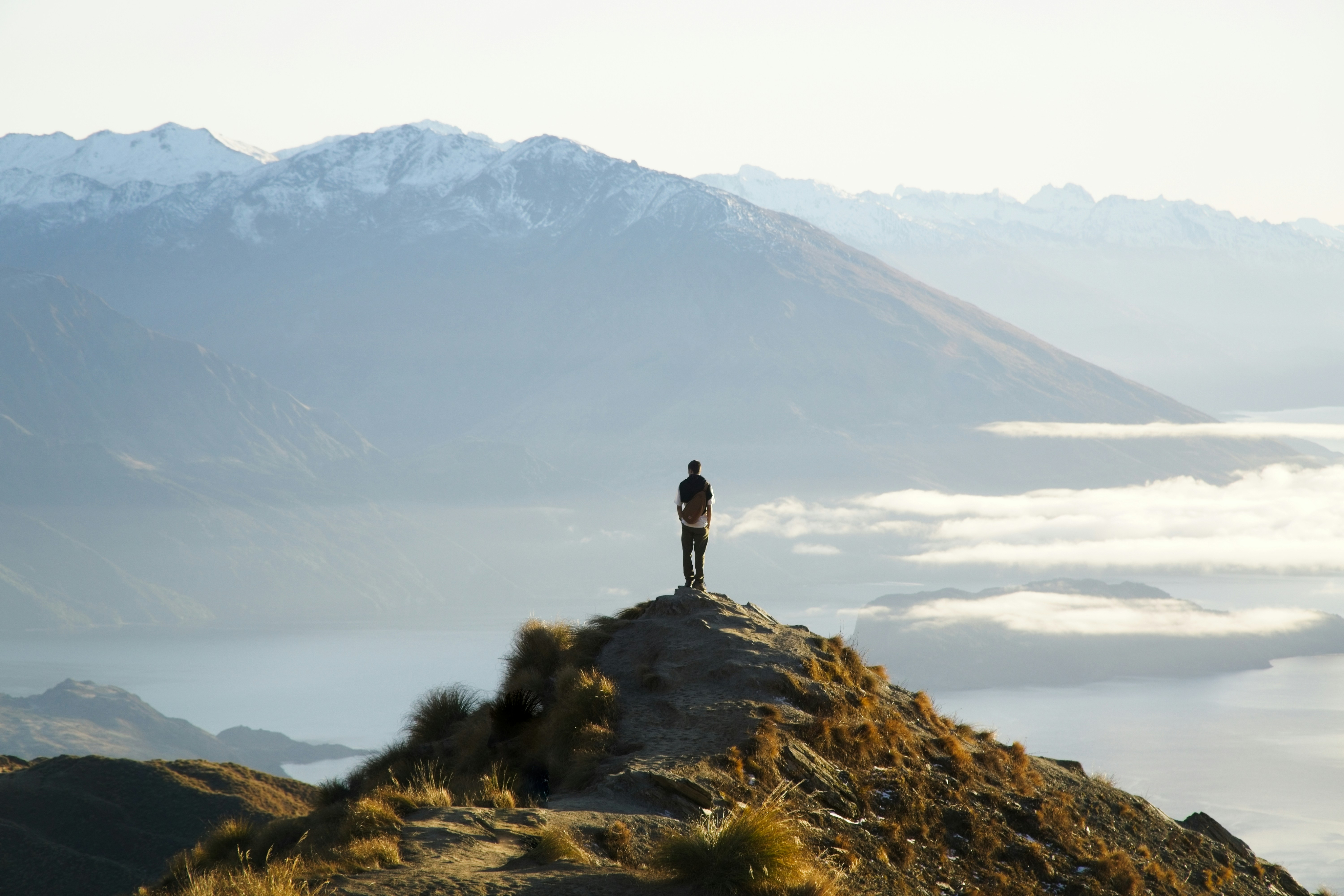 hiker looking out