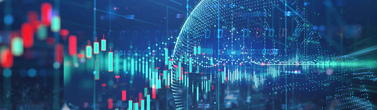 Digital financial graph with glowing data