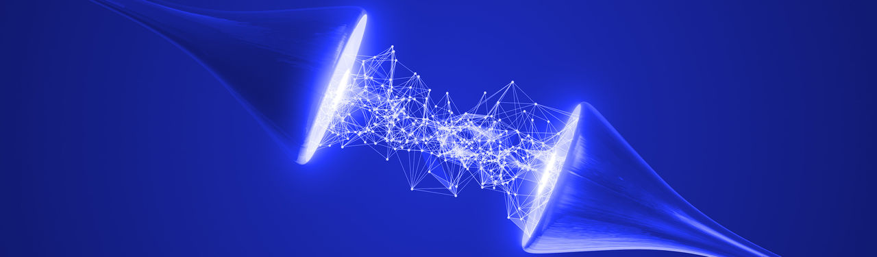 Abstract digital network in blue light